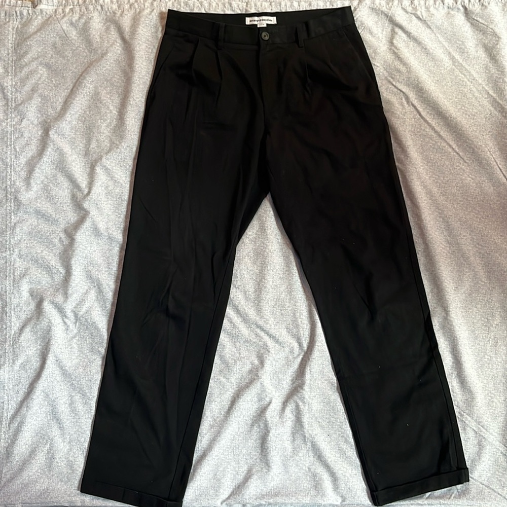 Black Pleated Chinos